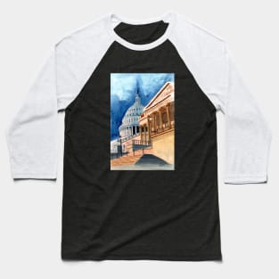 US Capitol Watercolor Baseball T-Shirt